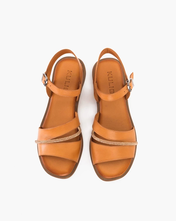 Rude sandały damskie ze skóry licowej z cyrkoniami 3