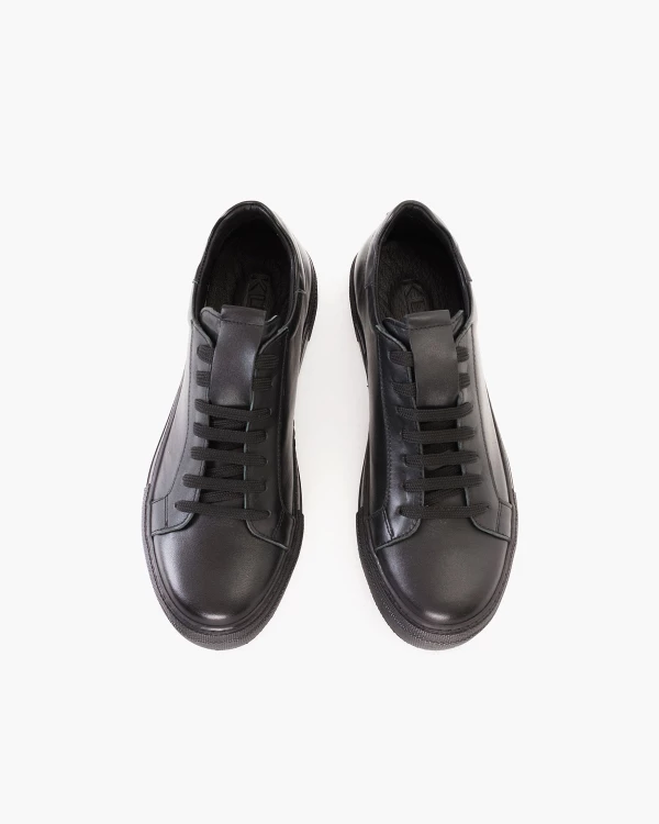 Czarne trampki damskie ze skóry licowej 3