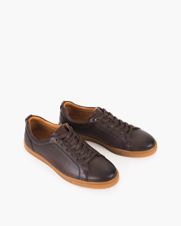 Ciemnobrązowe trampki męskie skórzane