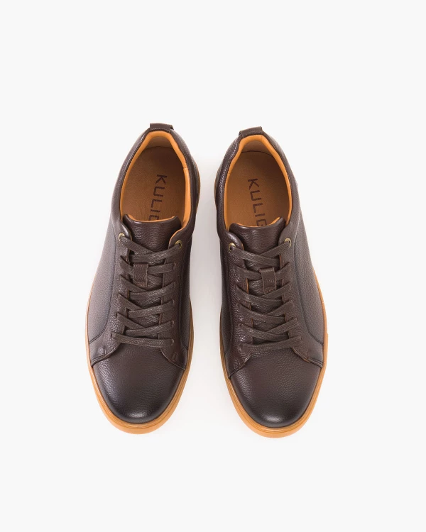 Ciemnobrązowe trampki męskie skórzane 3