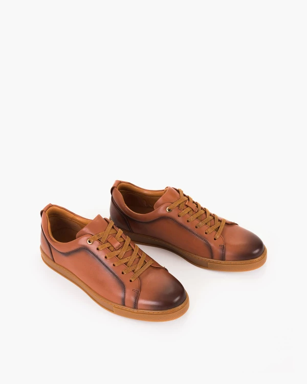 Brązowe trampki męskie ze skóry naturalnej