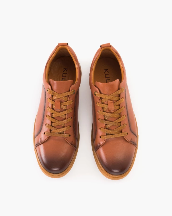 Brązowe trampki męskie ze skóry naturalnej 3