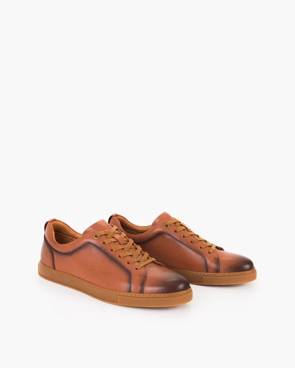 Brązowe trampki męskie ze skóry naturalnej 2