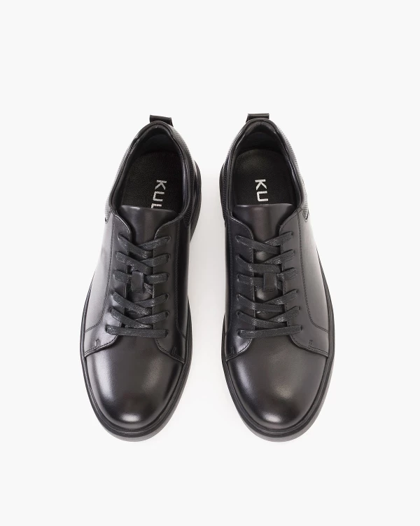 Czarne trampki męskie ze skóry licowej 3