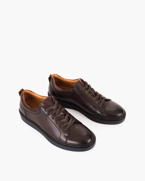 Ciemnobrązowe półbuty męskie skórzane