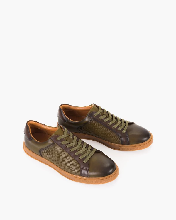 Ciemnozielone półbuty męskie z naturalnej skóry licowej