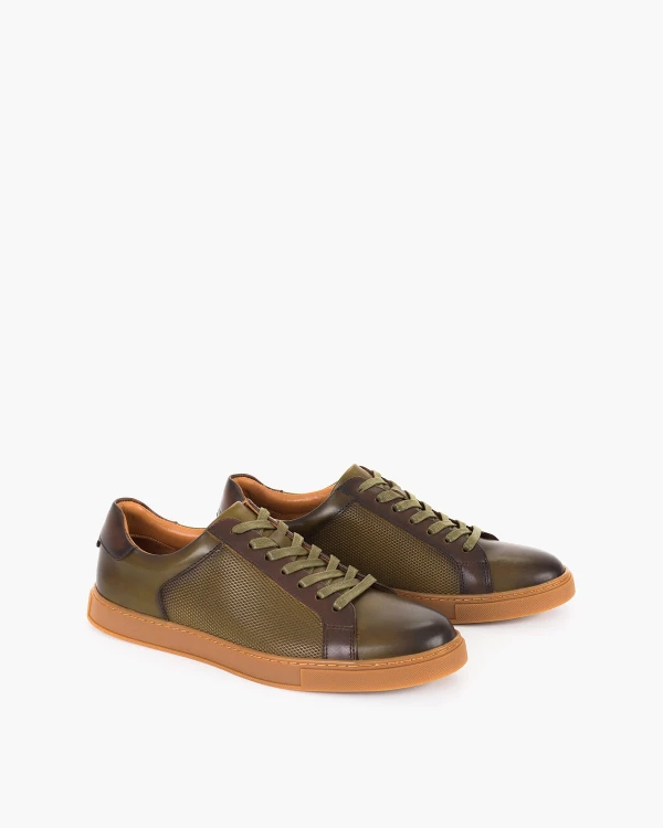 Ciemnozielone półbuty męskie z naturalnej skóry licowej 2