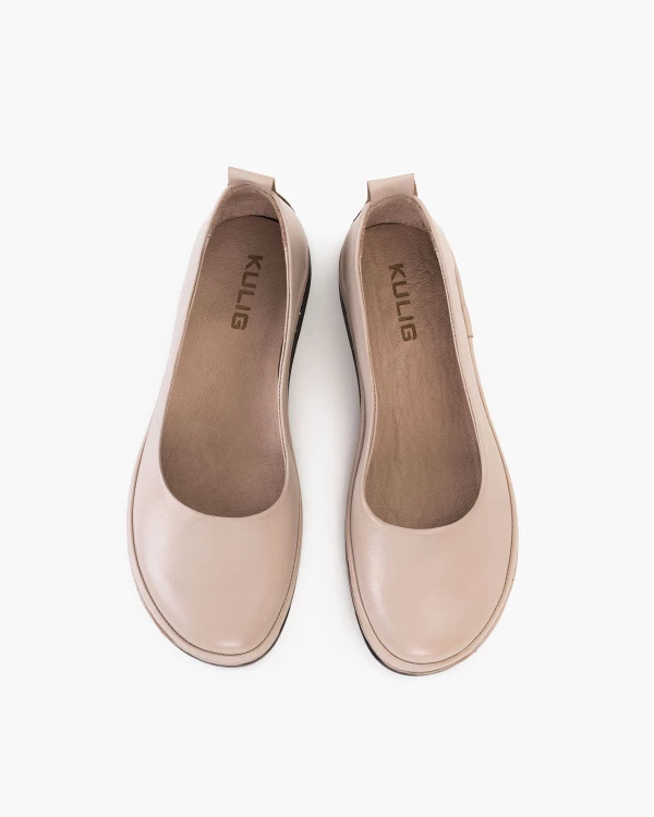 Szare półbuty damskie ze skóry licowej na koturnie 3