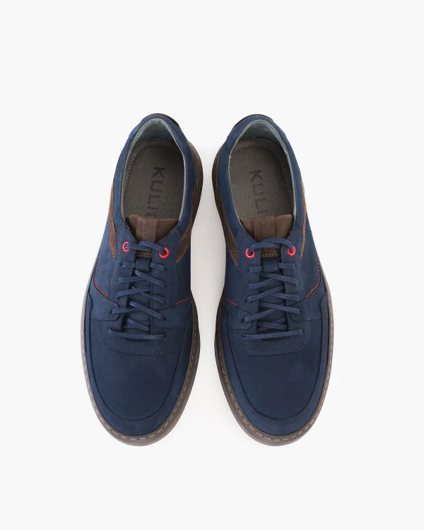 Granatowe półbuty męskie ze skóry nubukowej 3