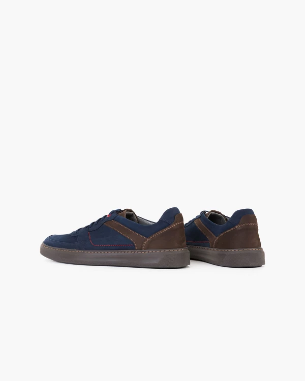 Granatowe półbuty męskie ze skóry nubukowej 4