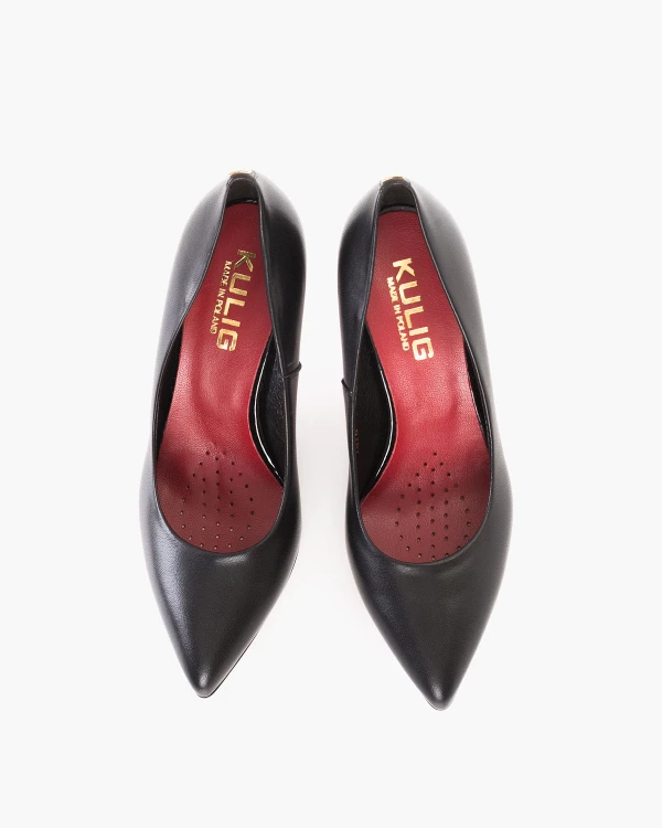 Czarne czółenka ze skóry licowej na wysokiej szpilce 3