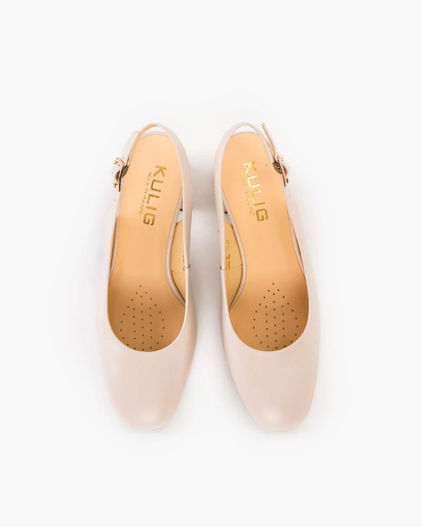 Beżowe sandały damskie ze skóry licowej na słupku 3