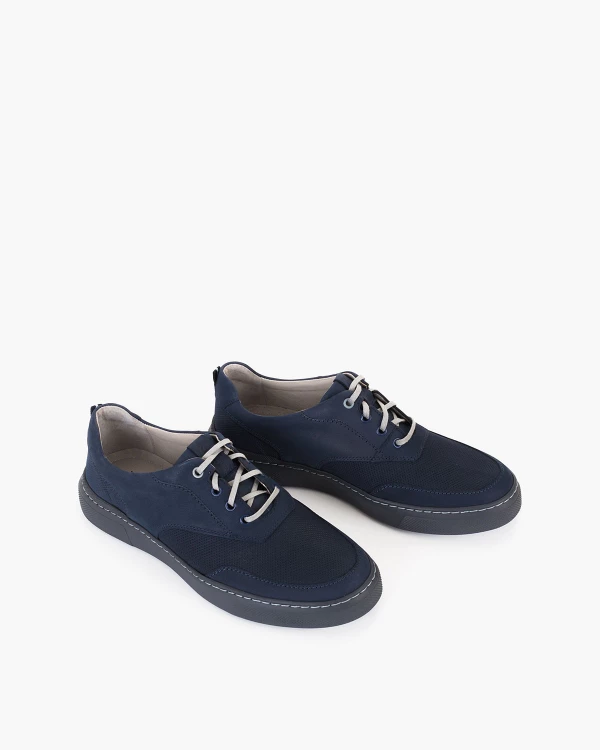 Granatowe półbuty męskie z naturalnej skóry nubukowej