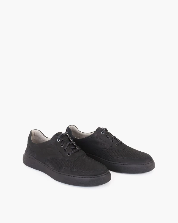 Czarne półbuty męskie sznurowane ze skóry nubukowej 2