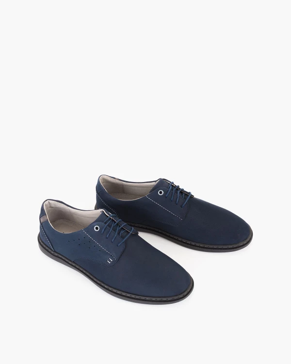 Granatowe półbuty męskie nubukowe