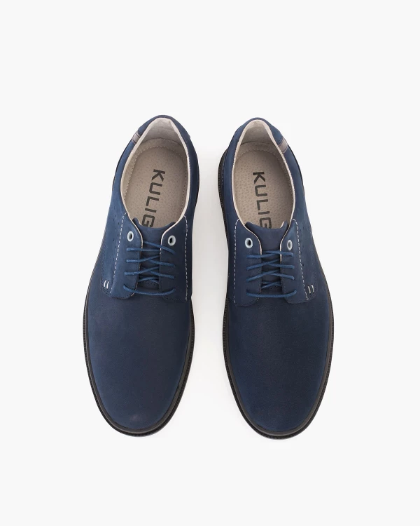 Granatowe półbuty męskie nubukowe 3