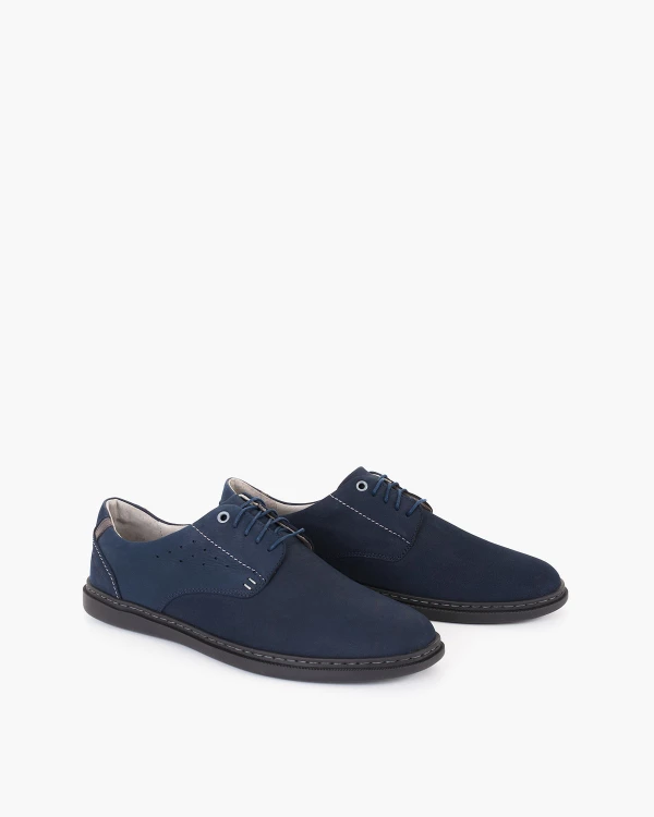 Granatowe półbuty męskie nubukowe 2