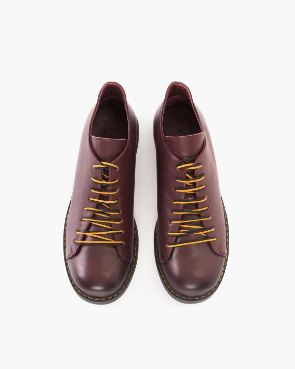 Bordowe półbuty sznurowane ze skóry naturalnej 3