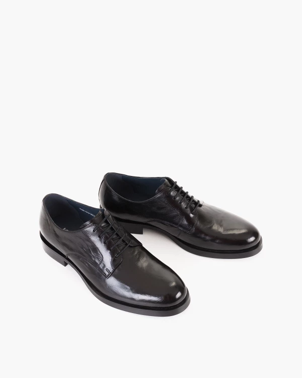 Czarne półbuty męskie z naturalnej skóry licowej