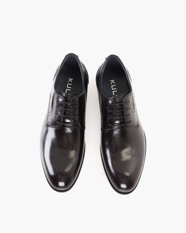 Czarne półbuty męskie sznurowane ze skóry licowej 3