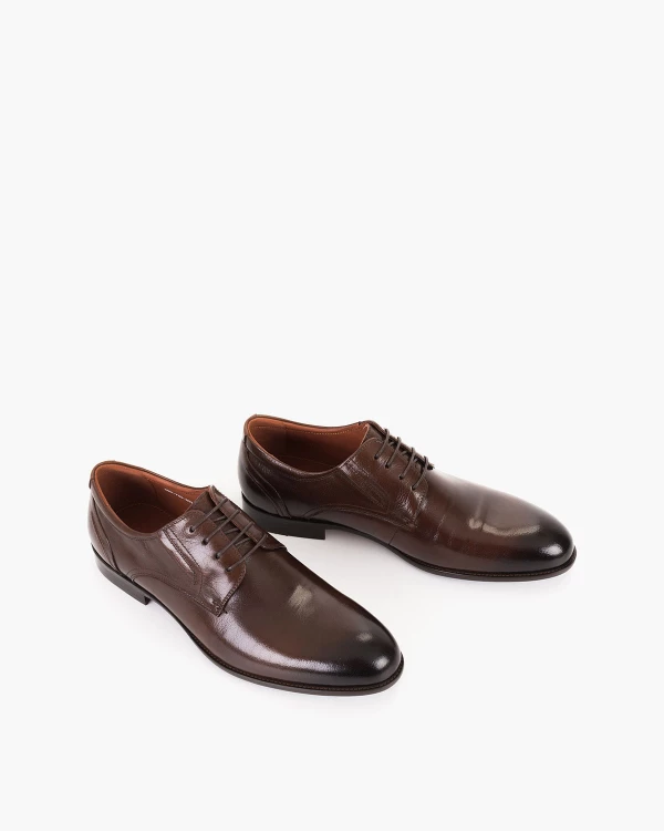 Brązowe półbuty wizytowe ze skóry licowej