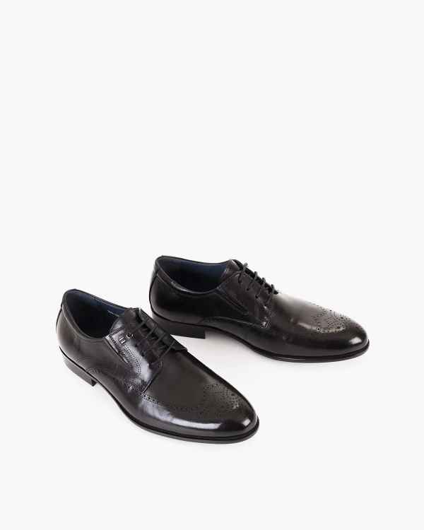 Czarne półbuty męskie wizytowe skórzane