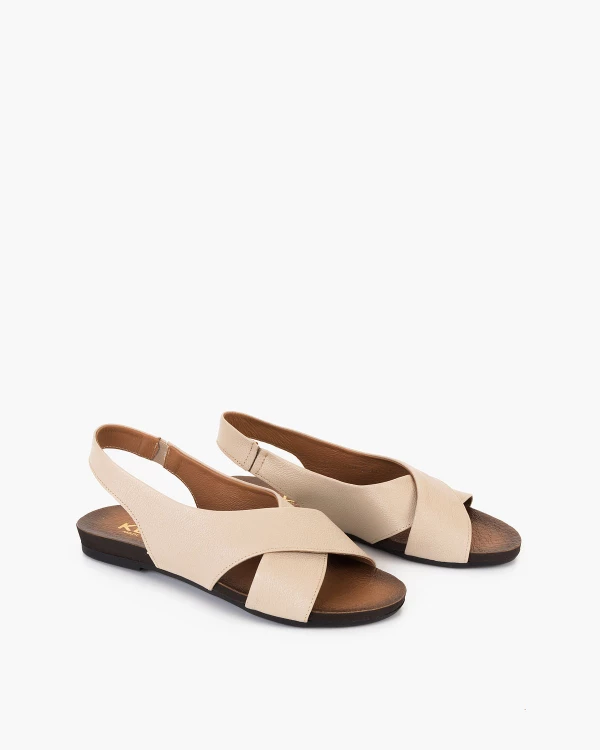 Beżowe sandały damskie z naturalnej skóry licowej 2