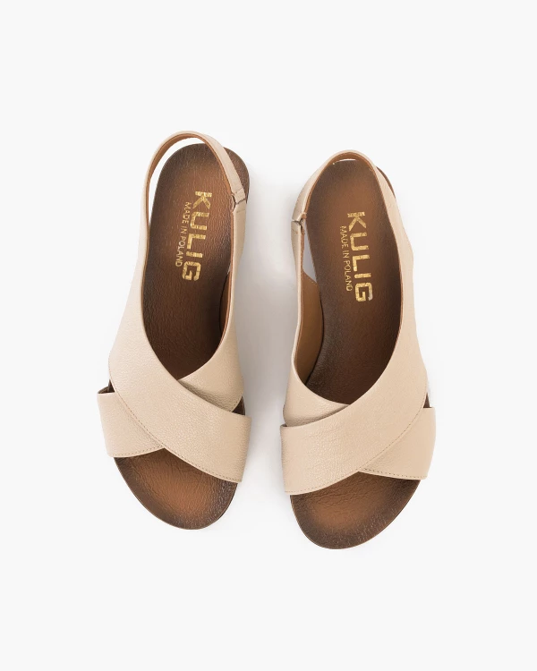 Beżowe sandały damskie z naturalnej skóry licowej 3