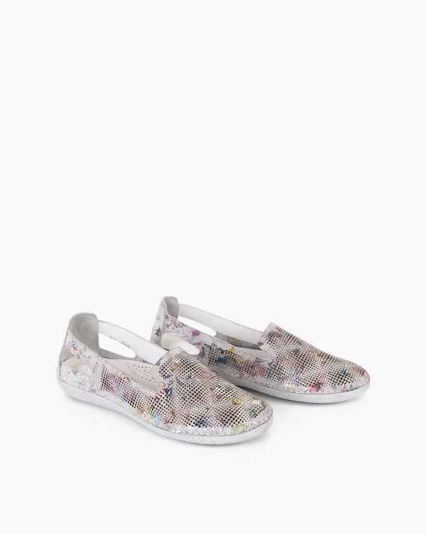 Kolorowe mokasyny ze skóry naturalnej z motywem kwiatowym 2