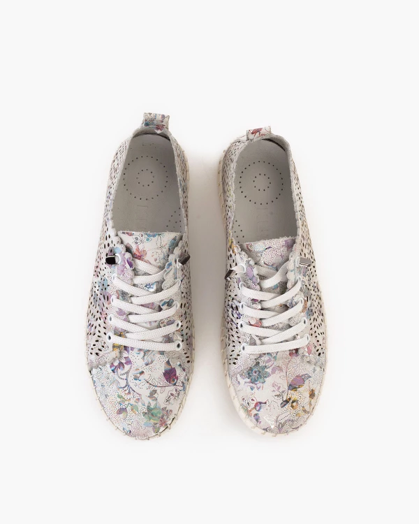 Kolorowe trampki damskie ażurowe z motywem kwiatowym 3