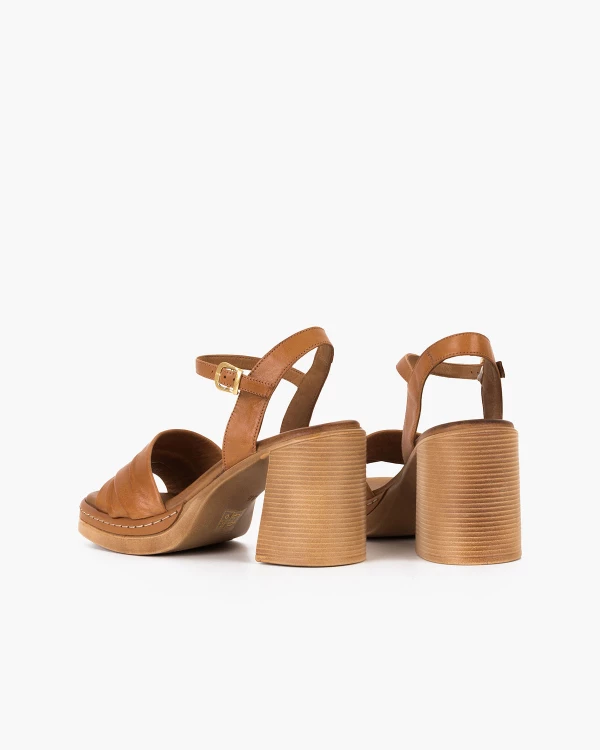 Brązowe sandały damskie skórzane na wysokim obcasie 4