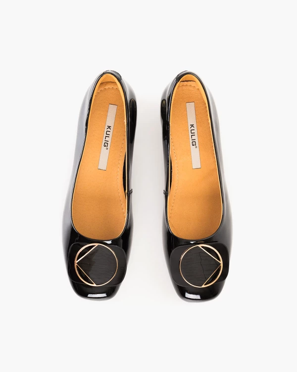 Czarne czółenka damskie skórzane na klocku 3