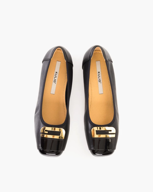 Czarne baleriny damskie ze skóry licowej 3