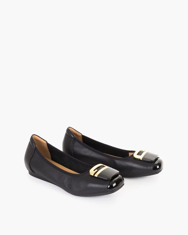 Czarne baleriny damskie ze skóry licowej 2