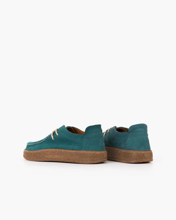 Ciemnozielone półbuty damskie nubukowe na platformie 4