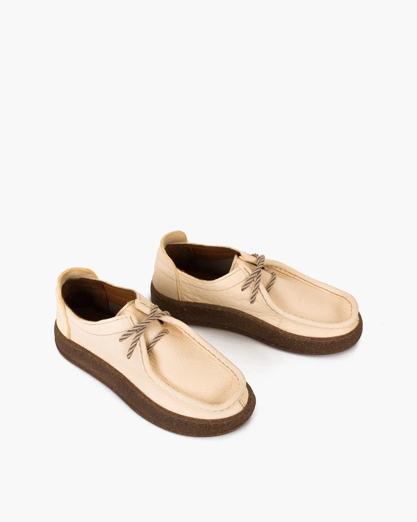 Kremowe półbuty damskie z naturalnej skóry licowej