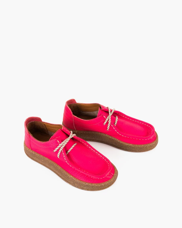 Różowe półbuty damskie z naturalnej skóry nubukowej