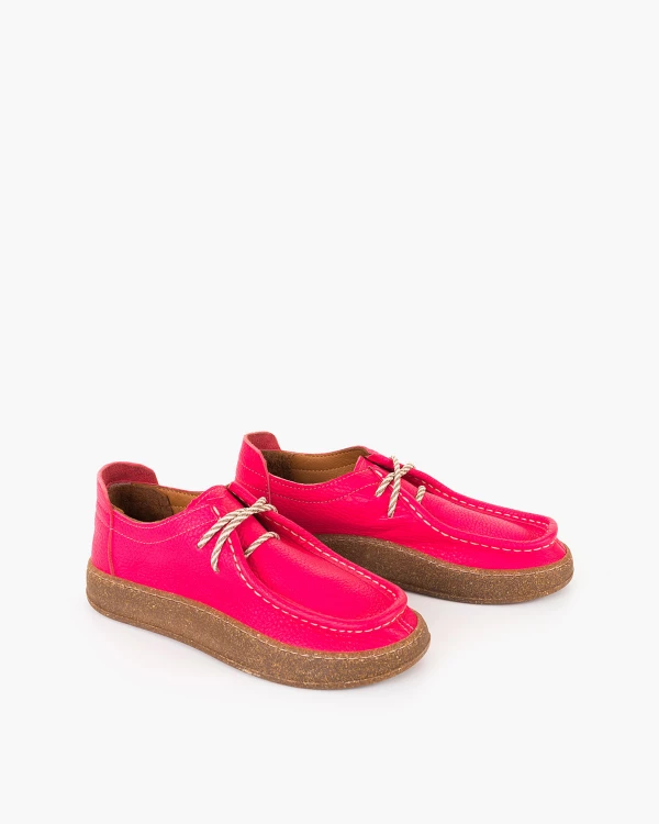 Różowe półbuty damskie z naturalnej skóry nubukowej 2