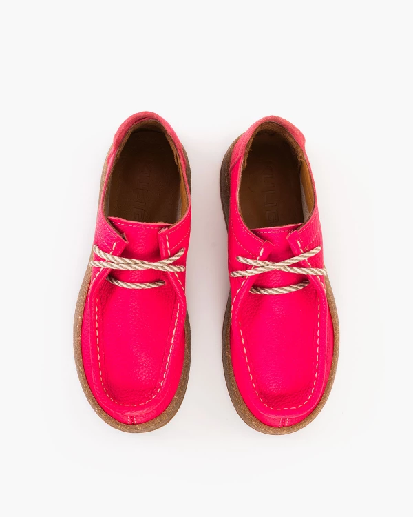 Różowe półbuty damskie z naturalnej skóry nubukowej 3