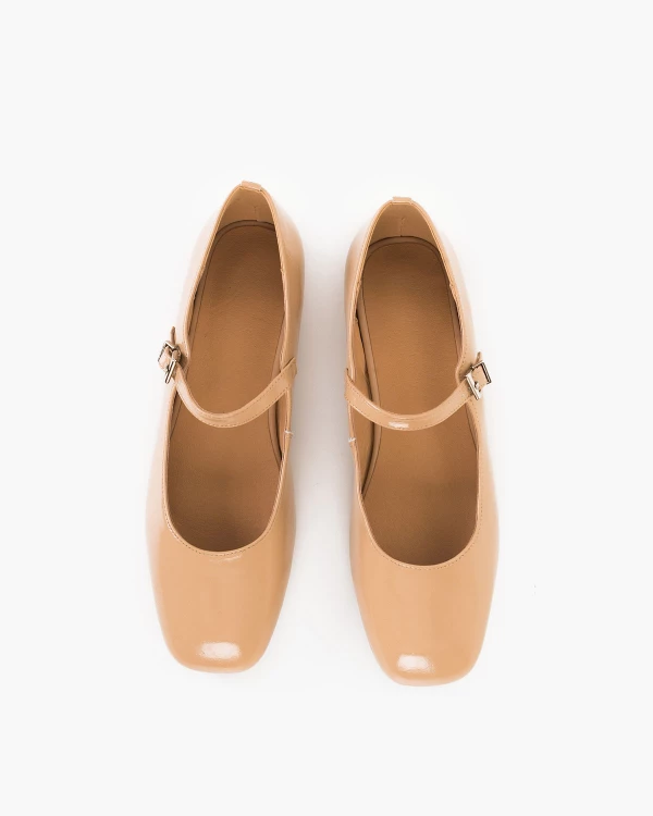 Beżowe baleriny damskie ze skóry naturalnej 3