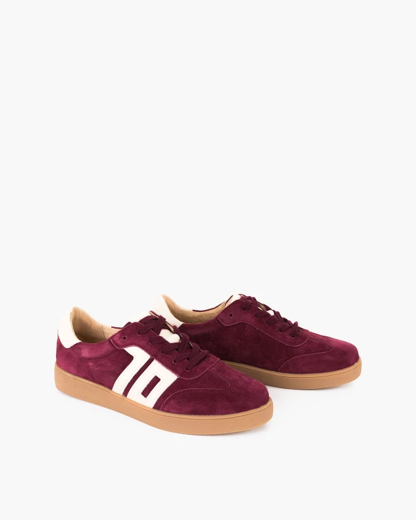 Bordowe trampki damskie z naturalnej skóry zamszowej 2