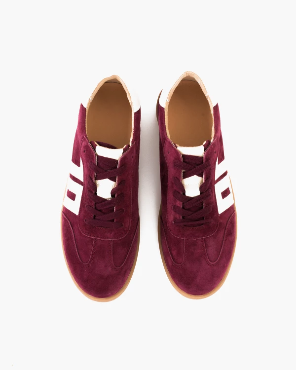 Bordowe trampki damskie z naturalnej skóry zamszowej 3