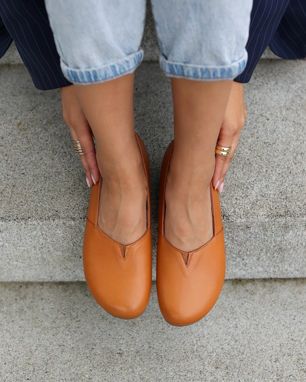 Rude baleriny damskie z naturalnej skóry licowej