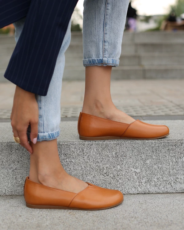 Rude baleriny damskie z naturalnej skóry licowej 3