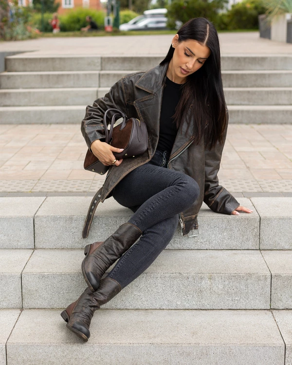 Brązowe botki damskie ze skóry naturalnej 2