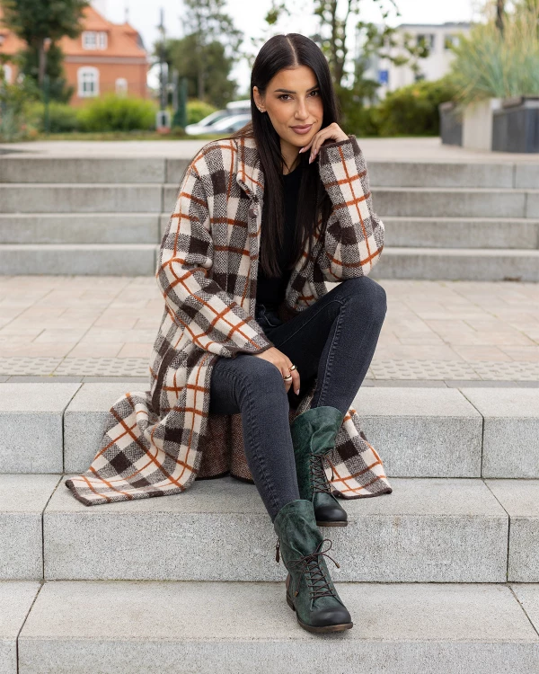 Ciemnozielone trzewiki damskie ze skóry naturalnej 2