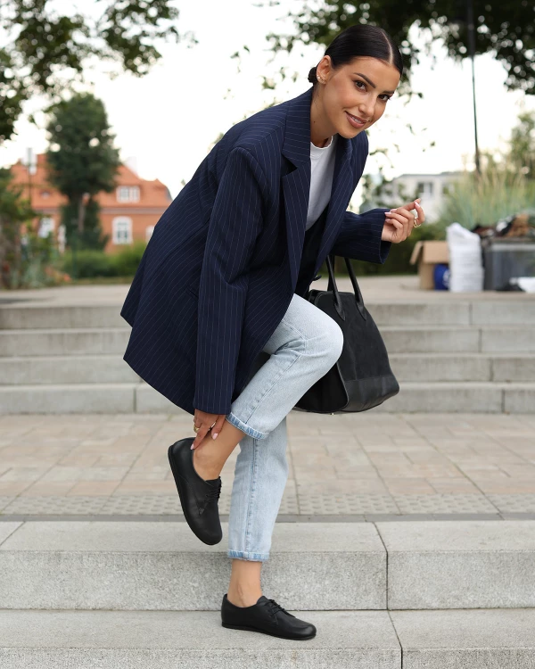 Czarne półbuty damskie z naturalnej skóry licowej 2