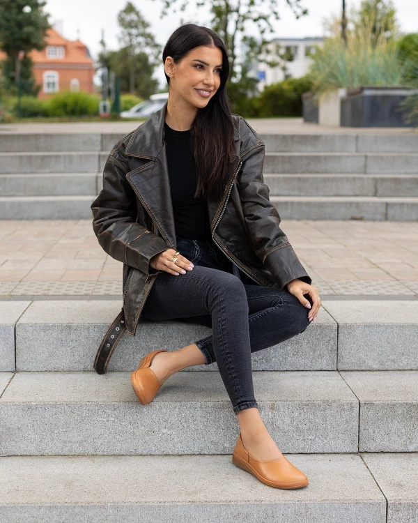 Rude półbuty damskie wsuwane ze skóry licowej 2