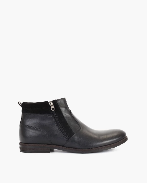 Czarne kozaki męskie skórzane 015 4