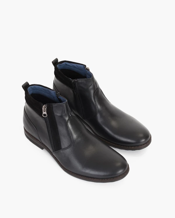 Czarne kozaki męskie skórzane 015 2